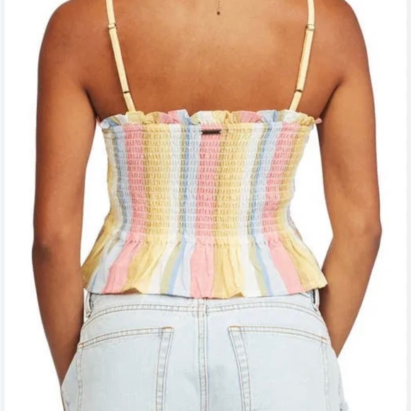 Billabong Keep Your Cool Stripe Ruffle Crop Tank Top Size M Medium NWT - Picture 10 of 11